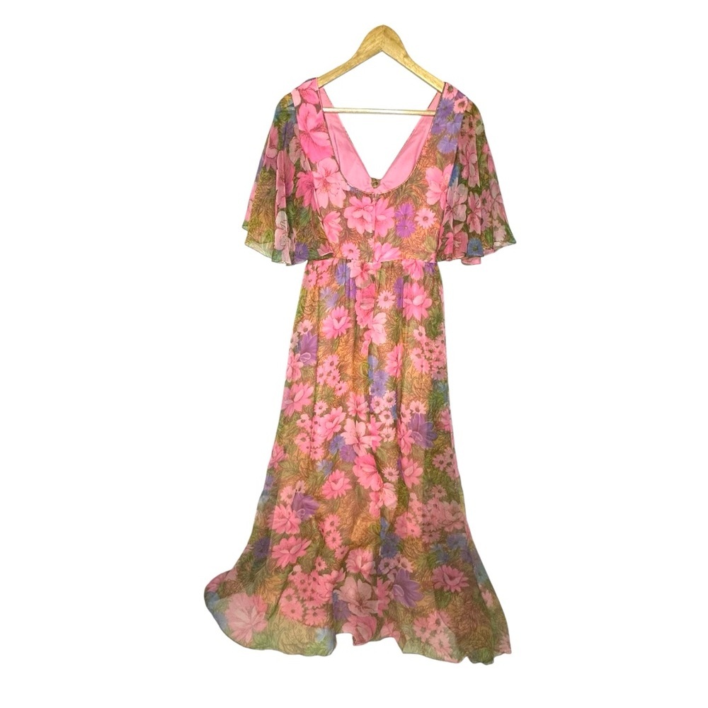 Vintage 60/70’s Hand Sewn Floral Maxi Dress app small - Picture 6 of 13
